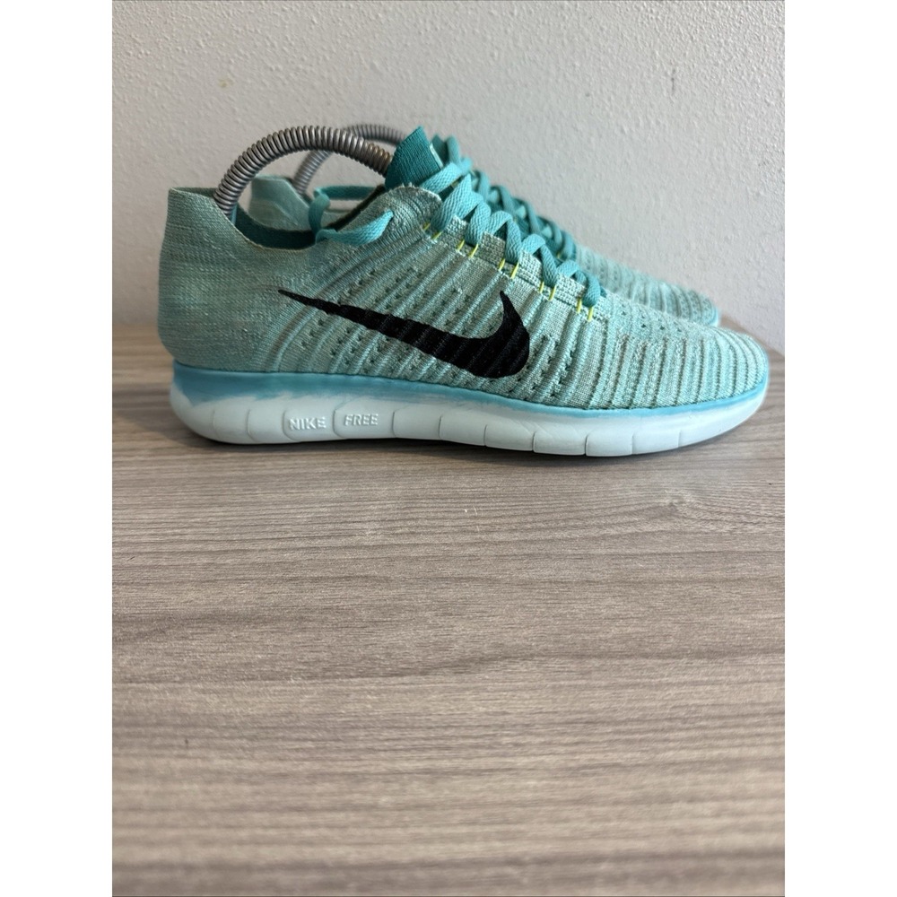 Nike Womens Free RN Flyknit Running Shoe Size 9.5 Teal Hyper Turquoise Sneaker
